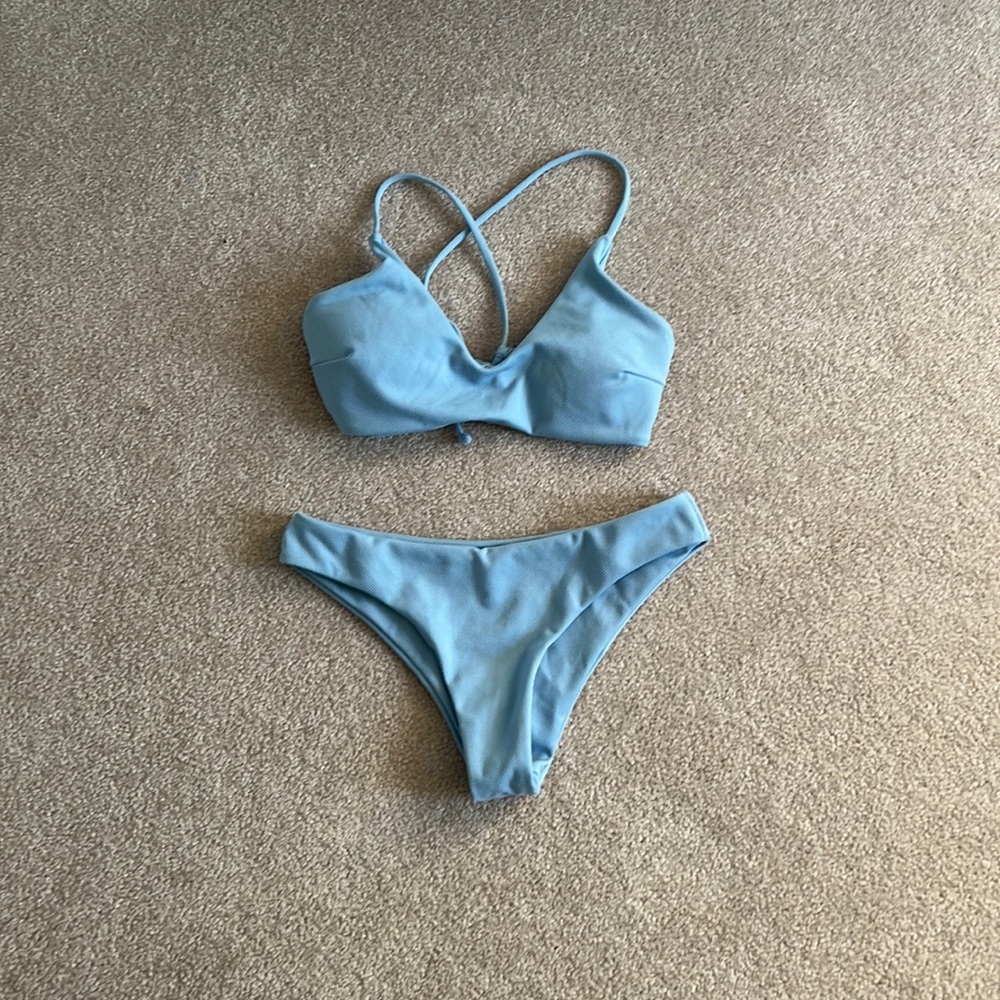 NEVER WORN! Light blue, scrappy back bikini!